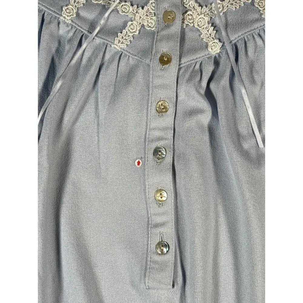 Eileen West Night Gown Pajama Womens Medium Long Sleeve Sweater‎ Knit Light Blue